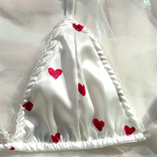 Dam Sexig BH Set Satin Strap Underkläder Kort Mjuk Bekväm A M