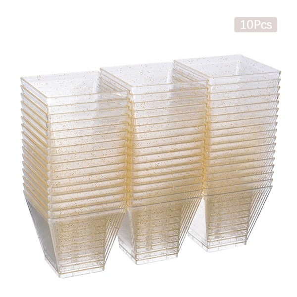 10 st Dessertmuggar i plast Trapetsformade engångstårta Dessert C Transparent