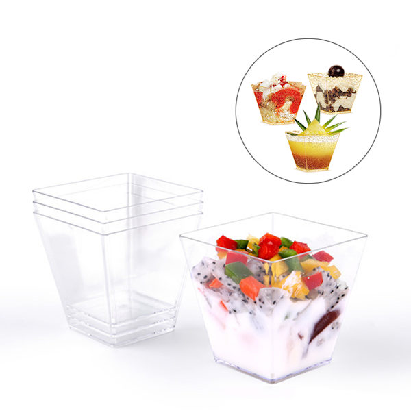 10 st Dessertmuggar i plast Trapetsformade engångstårta Dessert C Transparent