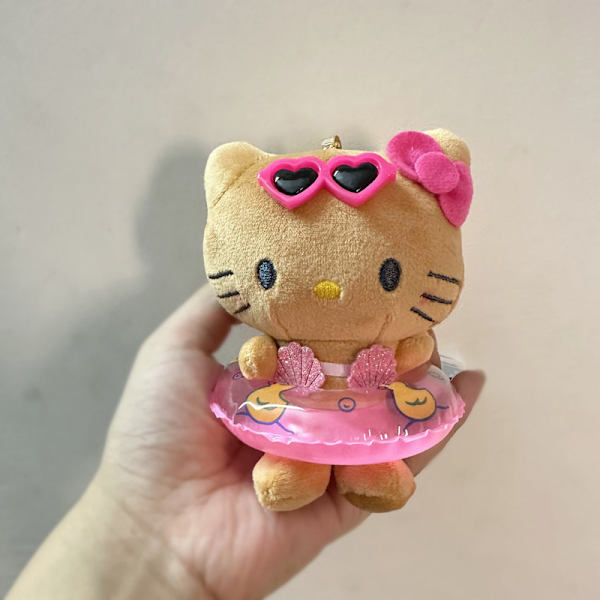 Kawaii Plush Toys Keychain och Hawaiian Swim Ring Keychain Backpa C
