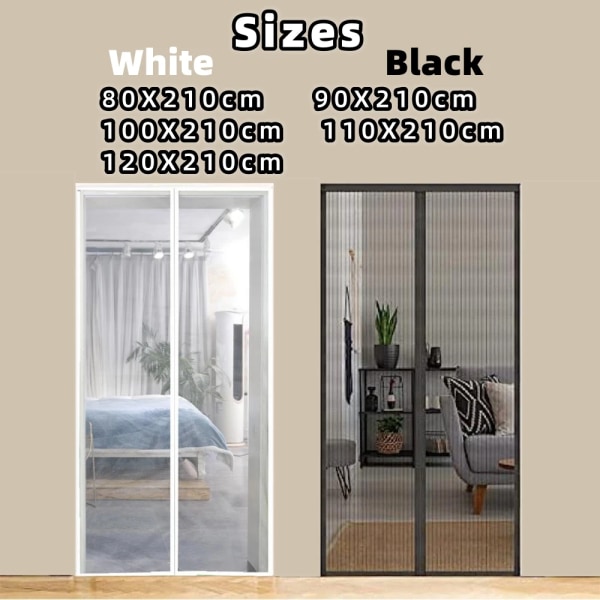 New No Punching Magnetic Screen Door Curtain Anti Mosquito Insect Fly Bug Automatic Closing Household Ventilation Door Curtain White 100 x 210cm