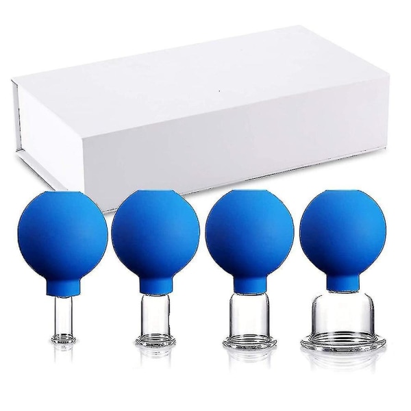 Cupping Glasses With Suction Ball [4 Pieces] - High-quality Cupping Blue