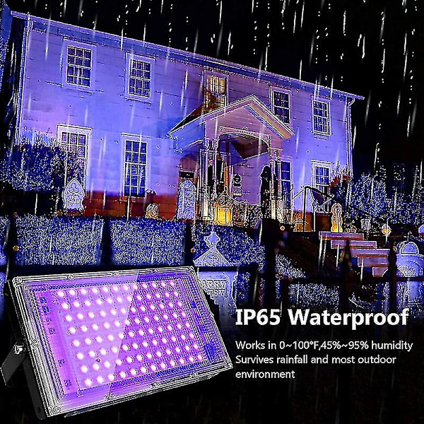 2pcs 100w Uv Led Floodlight Blacklight Ip65 Waterproof, Ultraviolet Led Lamp, Effect Lighting For Aquarium, Party, Neon Painting, Fluorescent Poster,