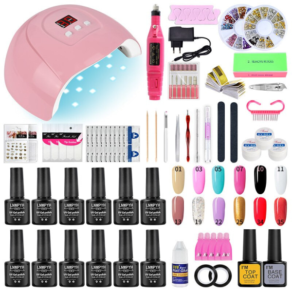 Poly Nail Gel Kit Professional Nail Set With 54/36/6W UV Lamp Acrylic Extension Gel Nail Polish All For Manicure Gel Tools Set Sky Blue