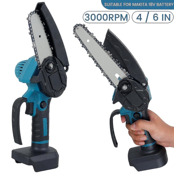 4/6' Mini Cordless Chainsaw Electric One-hand Saw Wood Cutter W/batteries 6 INCH 1Battery 1EU charger