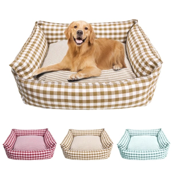Bed For Dog Cats Puppy House Kennel For Indoor Dogs Small Medium Cat Pet Sofa Sleeping Bed Furniture Pet Supplies Accessories cc forest green L 70x60cm