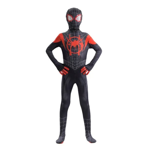 Miles Morales barnkostym Spider-Man Cosplay Halloween Set Hög kvalitet 150