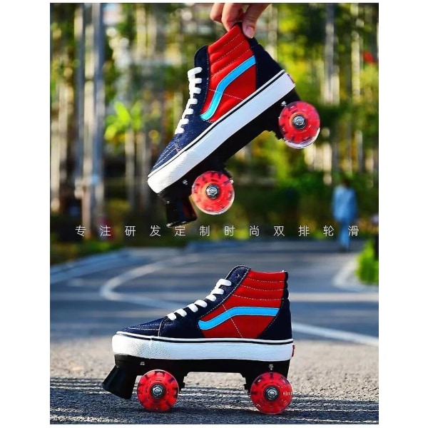 Professional Adult Double Row Roller Skates Unisex Canvas Shoes Patins Two Line Sliding Inline Quad Training Sneakers 4 Wheels Flash wheel 39