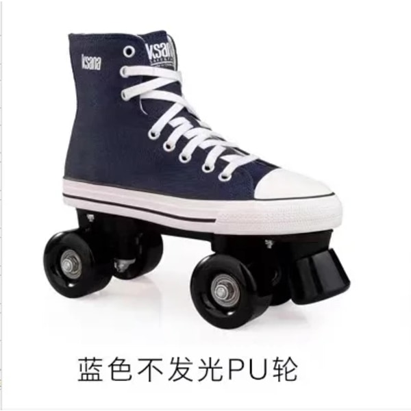 Adult Double-row Canvas Roller Skates Flash Four-wheel Sneakers High-top Breathable Unisex Skateboard Quad Skating Shoes Clear 39