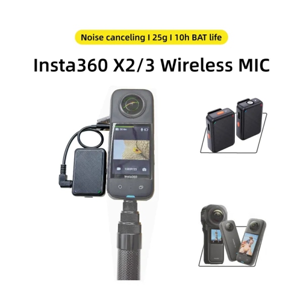 wireless microphone mic for Insta360 One X2/X3 mic audio no need mic adapter action camera Accessory hifi sound noise reduction Handheld Adaptor