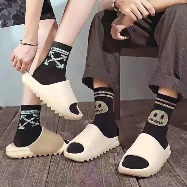 Summer New Women's Slippers Men 2024 Indoor Eva High Soft Bottom Sandals Trend Slides Beach Shoes Couple Slippers Luxury Sandals Black 46-47