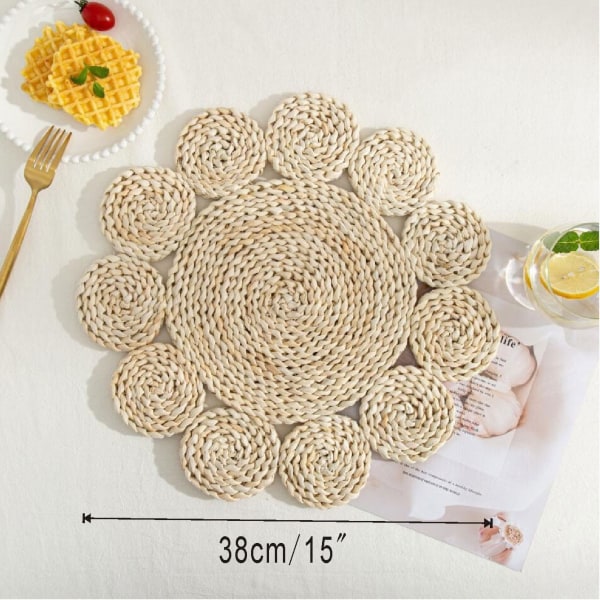 Nordic Style INS Straw Rattan Wall Decor Round Rattan Wall Basket Wall Decoration Rattan Crafts Wall Hanging Frame Ornament 38cm straw B