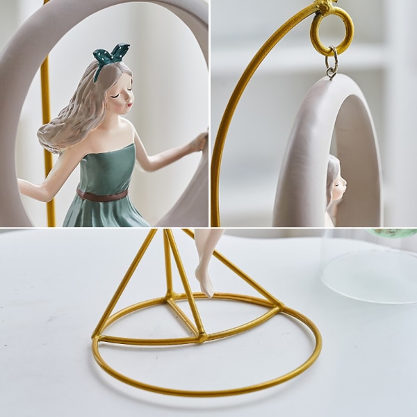 Nordic Home Decoration Modern Girl Swing Ornament Kawaii Bubble Girl Sculpture Living Room Desktop Figurine Resin Craft Gift C-White