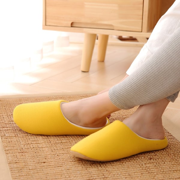 Women Slippers House Soft Home Cotton Slipper Winter Indoor Light Comfort Floor Shoes Men Silence Slides Bedroom Japanese Style Bronze 44-45(suggest 43-44)