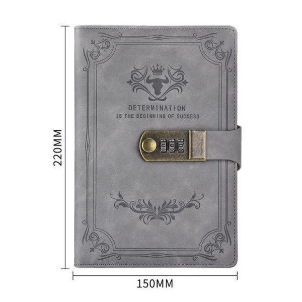 A5 200 Pages Retro Password Book with Lock Diary Thickened Creative Hand Ledger Student Notepad Stationery Notebook Binder Pink A5