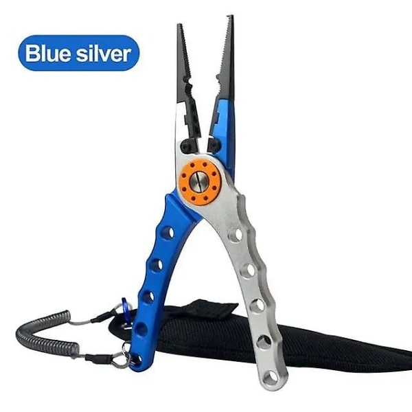 Fishing Pliers Line Cutter Multifunctional Knot Aluminum Alloy Scissors Hook Remover 150g 20CM Fishing Equipment Blue silver