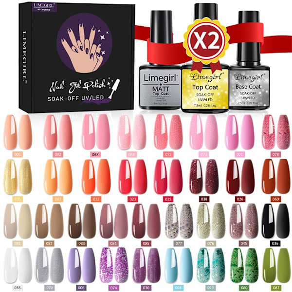 40 färg nail art funktionell självhäftande uppsättning, avtagbar fototerapilim, tvätta fritt tätningsskikt, frostat tätningsskikt, botten lim ZH249-2