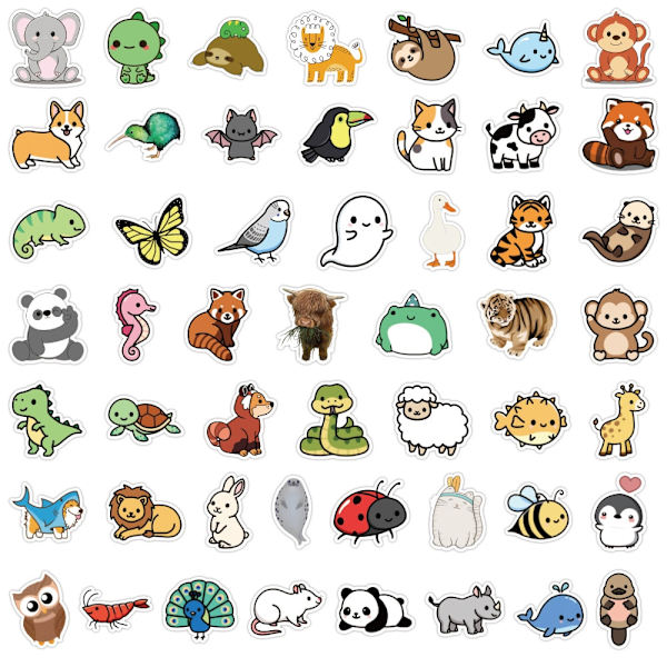 10 30 50 100PCS Mix Cute Anime Animal Stickers Car Motorcycle Travel Luggage Phone Guitar Laptop Cartoon Sticker Decal Kid Toys 50PCS