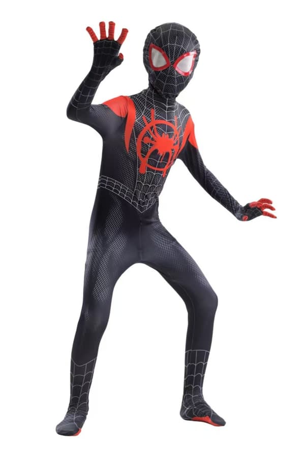 Miles Morales barnkostym Spider-Man Cosplay Halloween Set Hög kvalitet 120
