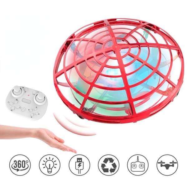 Dazzling Light Remote Control Quadcopter Children’s Toys UFO Levitate Spin 5 Induction Saucer red