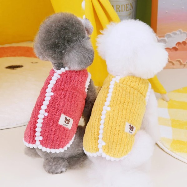 Soft Dog Cat Jacket Vest Winter Dogs Clothes Teddy Chihuahua Coat French Bulldog Apparel for Small Mid Dogs Puppy Warm Clothing cc Black S