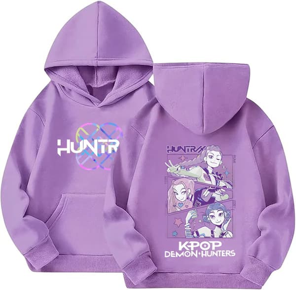 Flickor K-POP Demon Hunters Hooded Sweatshirt Hög kvalitet - Hög kvalitet Pink 170