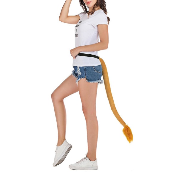 1pc Lion Long Tail Role Playing Property Funny Halloween Performance Lion Themed Costume Accessories Yellow 38*17cm