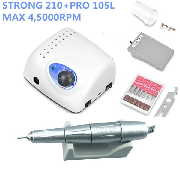 45K New Arrival  Plus PRO 105 105L Handpiece 65W 45000rpm Nail Drills Manicure Machine Pedicure Electric File Bits STRONG 210 PRO 105LN