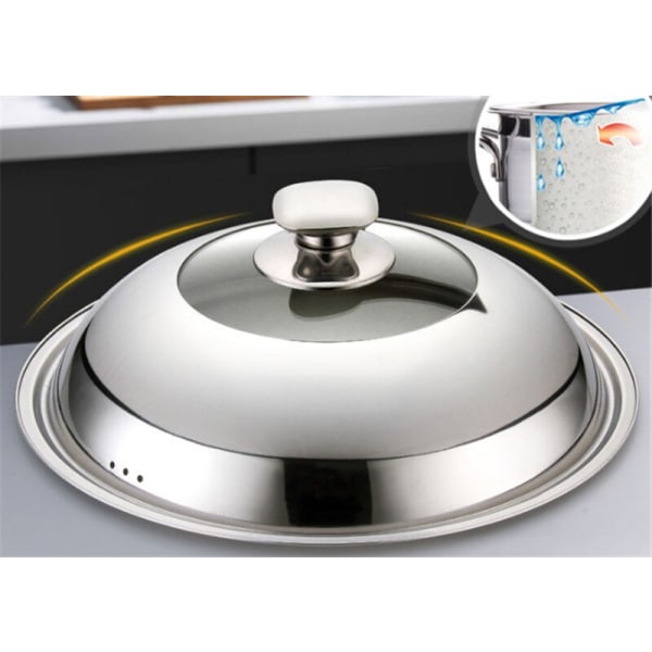 Visible Cooking Wok Pan Lid Stainless Steel Universal Pan Cover Visible Replaced Lid for Frying Wok Pot Quality Dome Wok Cover 28cm