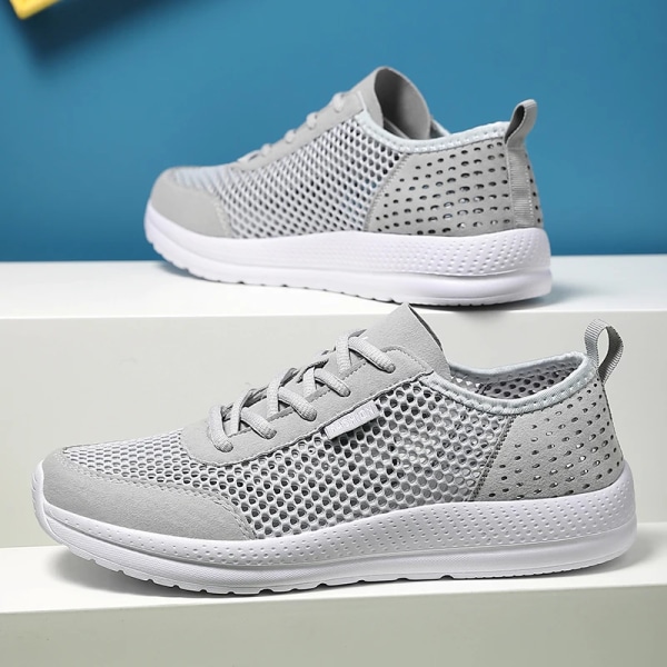 Men Soft Sport Shoes Breathable Fashion Mesh Running Shoes Comfortable Man High Quality Outdoor Lightweight Sneakers for Men WHITE 41