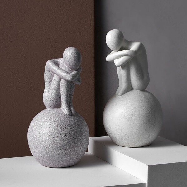 Nordic Abstract Sculpture Character Figurines Resin Love Statues Modern Home Decoration Living Room Office Desk Decoration Gift Height 30.5CM