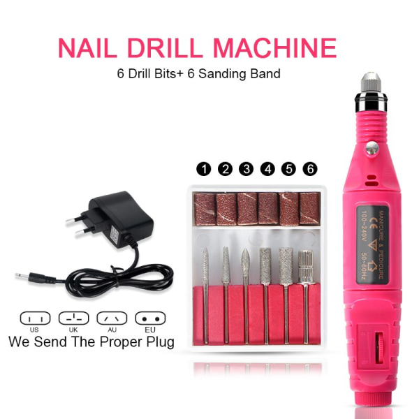 Nail set and Nail Lamp Choose 6 Color Gel Nail Polish Kit Electric Nail Drill Machine Manicure Set Nails Art Decorations Bronze