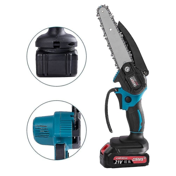 4/6' Mini Cordless Chainsaw Electric One-hand Saw Wood Cutter W/batteries 4 INCH 2Battery 1UK charger