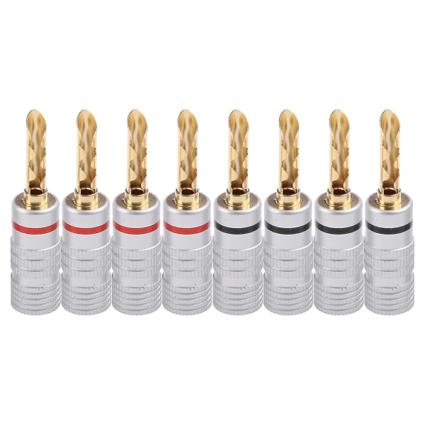 8 Pcs Gold Plated Copper Bfa 4mm Banana Plug Adapter Wire Speaker Connectors
