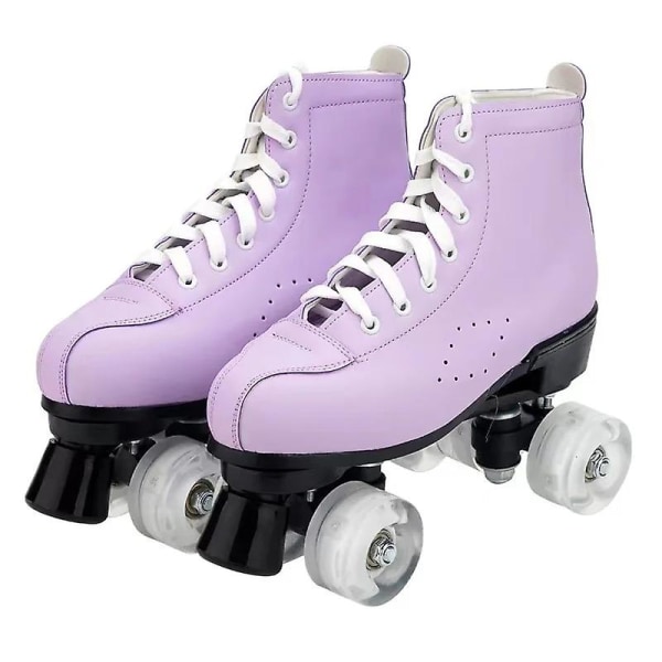 Women Girls Roller Skates Purple Green 2 Double Row 4 Wheels Shoes Pu Wheels Sliding Quad Skating Sneakers Training Flash Wheel Green 38