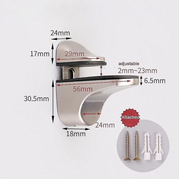 Adjustable Glass Shelf Bracket, 4 Pcs Glass Shelf Bracket, Wall Mounted Glass Clamp, Glass Shelf Bracket, For Glass Shelf Hy