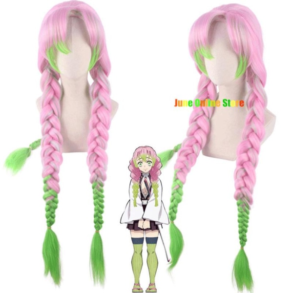 Anime  Kimetsu No Yaiba Kimono Kanroji itsuri Cosplay Costume Kisatsutai Sexy Clothes Women Halloween Costume wig Gold M
