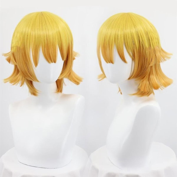 Halloween Party Demon Slayer Agatsuma Zenitsu Cosplay Party Costume Outfits Anime Set Gifts Only Wig L