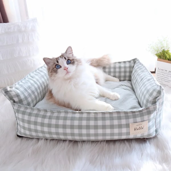 Bed For Dog Cats Puppy House Kennel For Indoor Dogs Small Medium Cat Pet Sofa Sleeping Bed Furniture Pet Supplies Accessories cc Navy Blue M 60x50cm