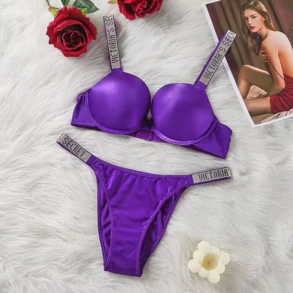 Victoria's Secret 2023 Bra Set Gathering Sexy Bra Glossy Breathable Underwear  Set Adjustable Women's Rhinestone Underwear - AliExpress