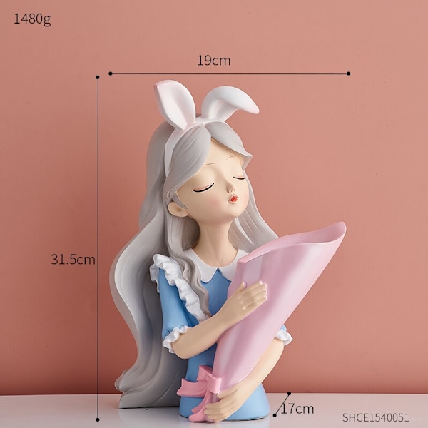 Nordic Home Decor Princess Tray Decoration Accessories Girl Statues Home Decoration Accessories for Living Room Birthday Gifts Alice vase-blue