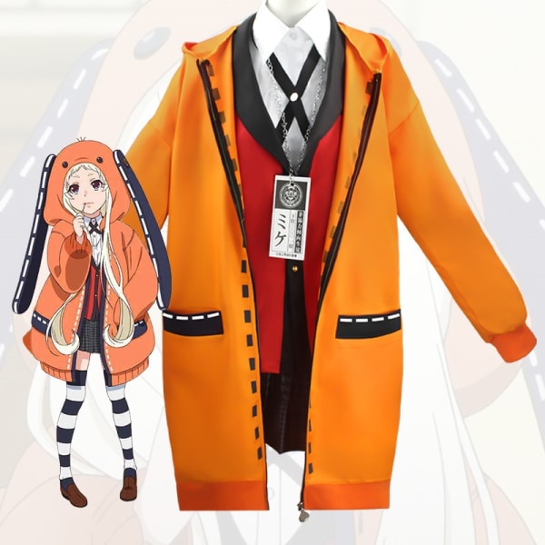 Rune Yomozuki Runa Cosplay Costume Anime Kakegurui Compulsive Gambler Women Orange Hoodie Zip Jacket Coat Black S