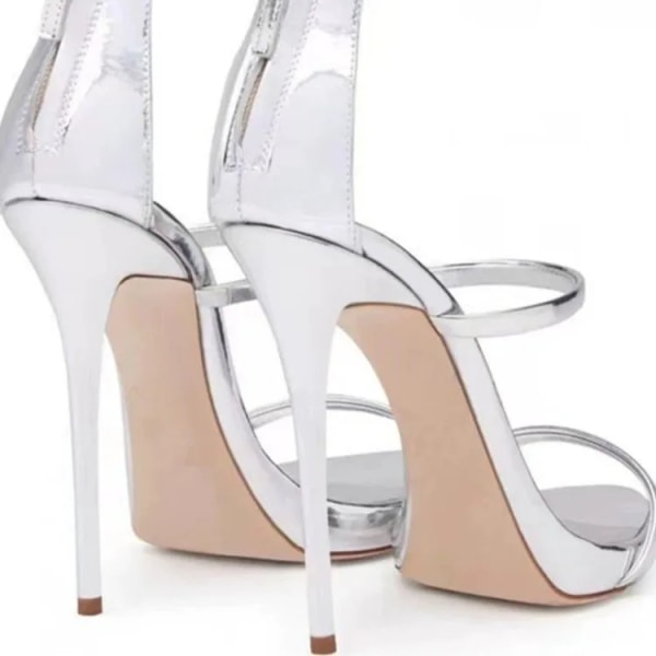 2024 Women's Summer New Sexy Stiletto Heels Sandals Fashion High-quality Banquet Zipper Strap Combination High Heels Black 38