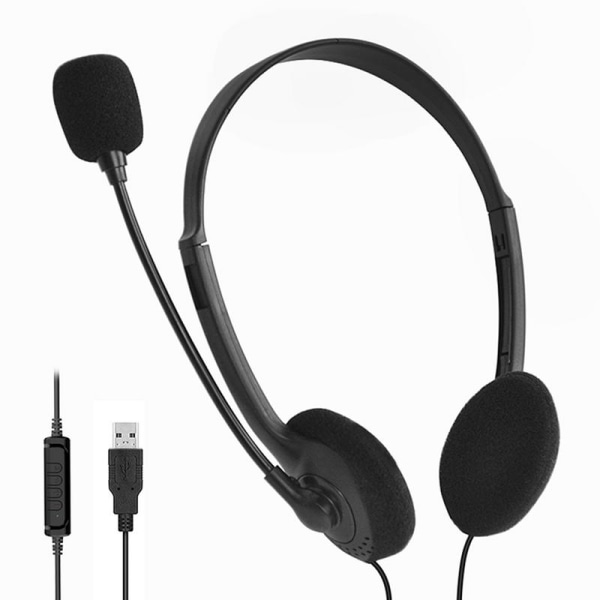 Gaming Noise Cancelling Microphone Wired Headphones Universal USB Headset Gamer Earphone With Mic For Laptop PC Computer Skype Black
