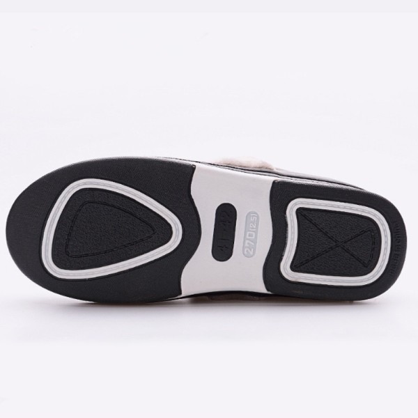 Men Slippers Indoor PU Leather Women House Waterproof Warm Home Fur Slipper Male Couple Shoes Fluffy Big Size Casual Slide Shoes Black 46-47 Suitable 45-46