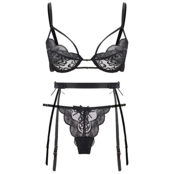 Black lace bra and deals panty set