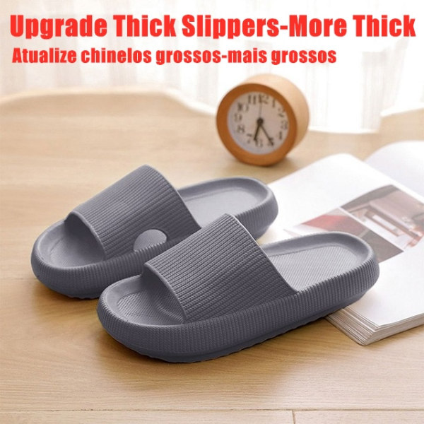 Home Slippers Thick Platform Bathroom Cloud Slippers Non-slip Flip Flops Woman Sandals Women Fashion Soft Sole EVA Indoor Slides Deep Green 40-41