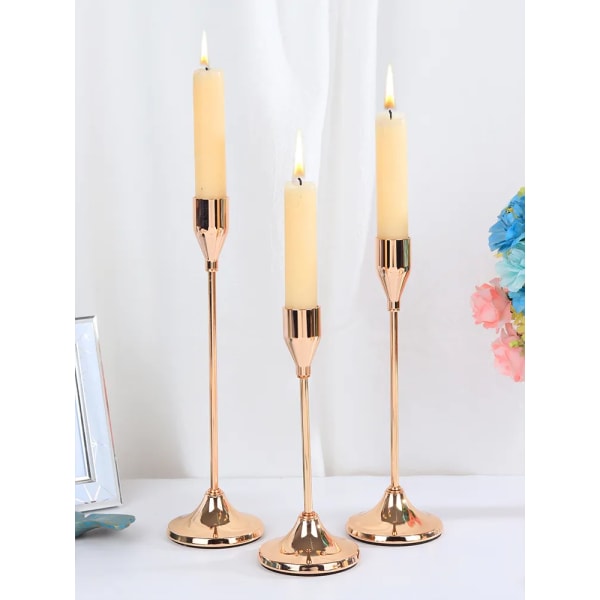 3Pcs/Set European style Metal Candle Holders Candlestick Fashion Wedding Table Candle Stand Exquisite Candlestick Christmas Tabl silver L