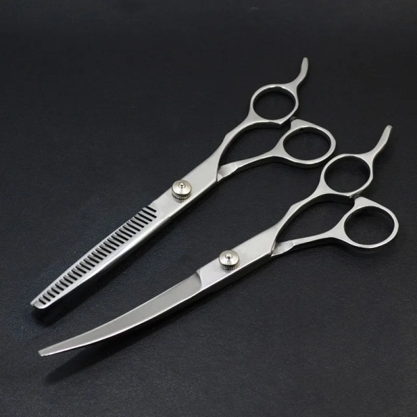 Pet Grooming Scissors Dog Hair Tool Set Professional Trimming Scissors Bent Scissors Teddy Haircutting Scissors Pet Clippers cc 2 scissors set