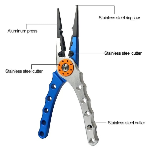 Fishing Pliers Line Cutter Multifunctional Knot Aluminum Alloy Scissors Hook Remover 150g 20CM Fishing Equipment Blue